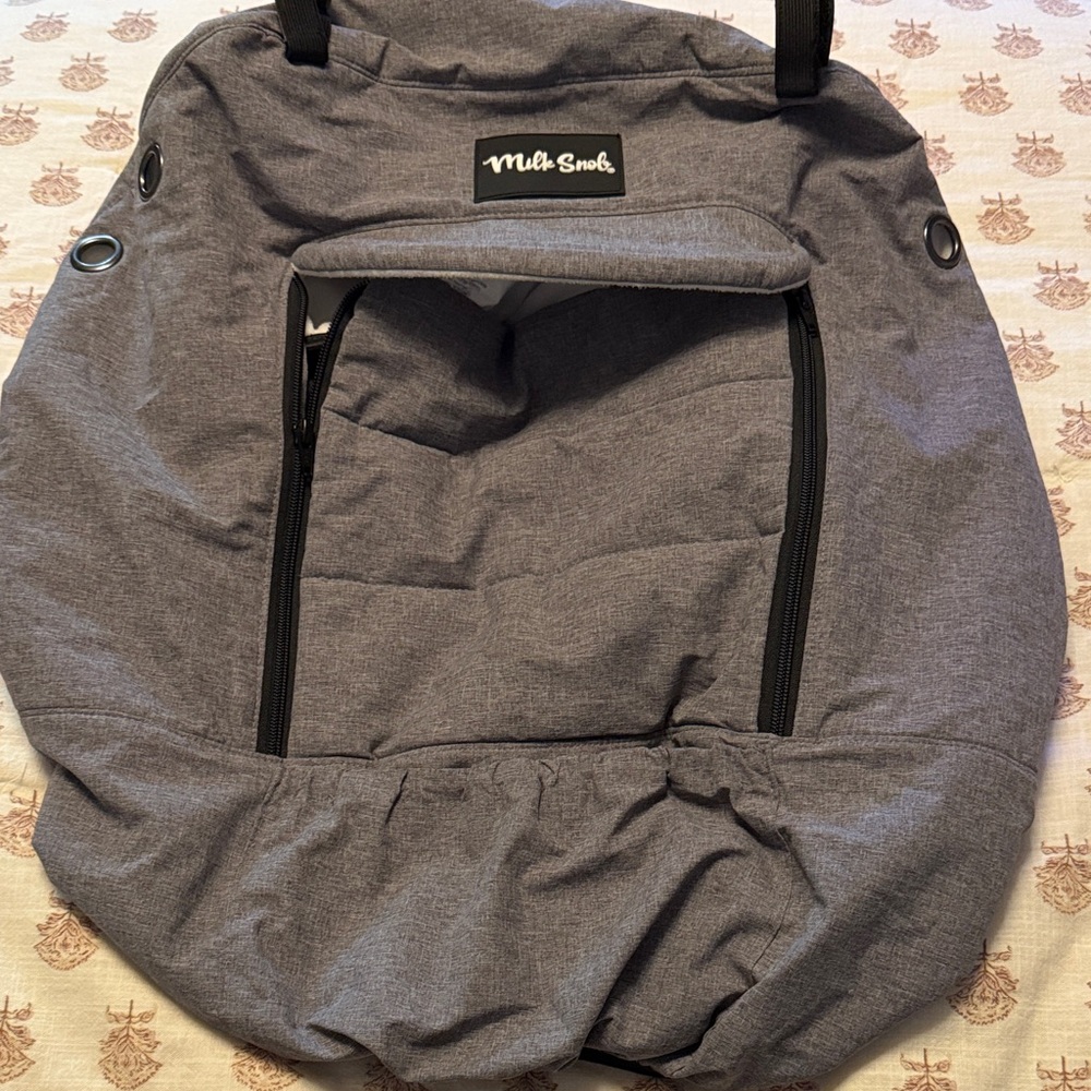 Gray milk snob car seat winter cover